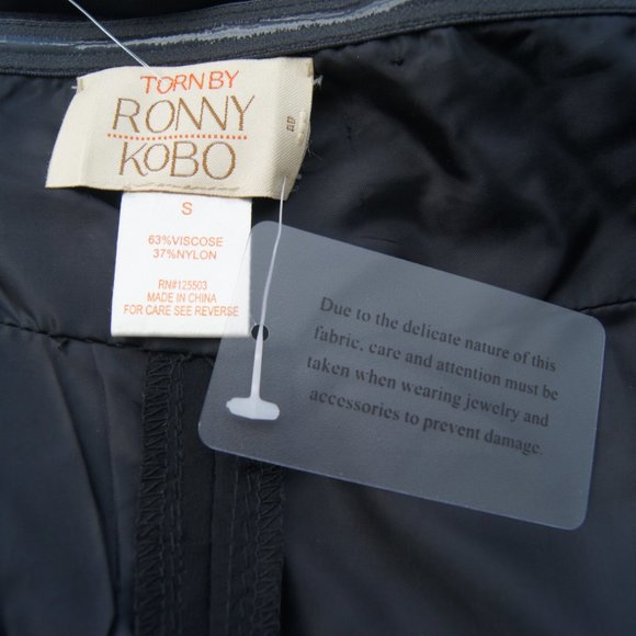 Torn By Ronny Kobo Strapless Dress Bustier Size Small Side Ruffles - Picture 9 of 10